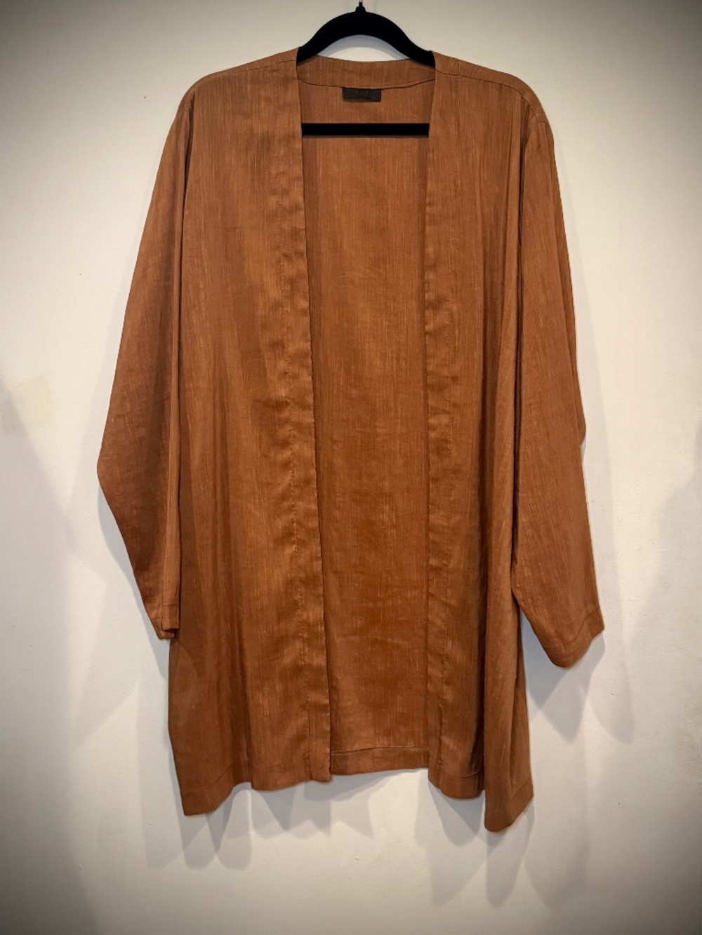 Hemp Silk Open Front Robe Jacket Rust M/L